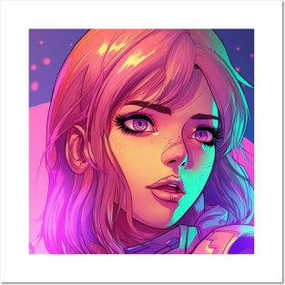 Synthwave Comic Girl Posters and Art